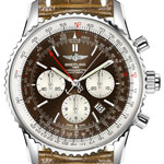 Navitimer Rattrapante 45mm in Steel on Brown Crocodile Leather Strap with Bronze Dial