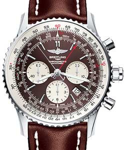 Navitimer Rattrapante 45mm in Steel on Brown Calfskin Leather Strap with Bronze Dial