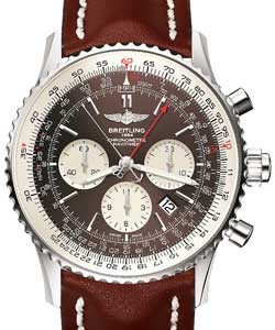 Navitimer Rattrapante 45mm in Steel on Brown Calfskin Leather Strap with Bronze Dial