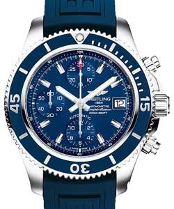 Superocean Chronograph 42mm Automatic in Steel with Blue Bezel on Blue Diver Pro III Rubber Strap with Mariner Blue Dial