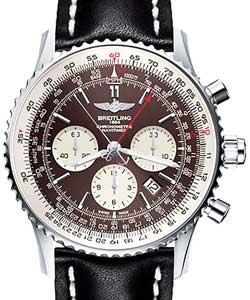Navitimer Rattrapante 45mm in Steel on Black Calfskin Leather Strap with Bronze Dial