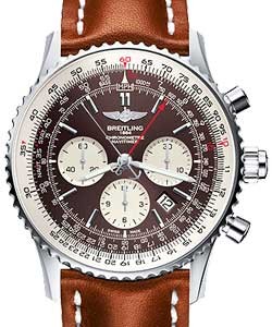 Navitimer Rattrapante 45mm in Steel on Gold Calfskin Leather Strap with Bronze Dial
