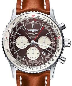 Navitimer Rattrapante 45mm in Steel on Gold Calfskin Leather Strap with Bronze Dial