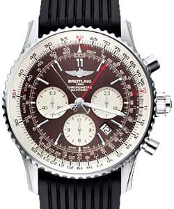Navitimer Rattrapante 45mm in Steel on Black Rubber Strap with Bronze Dial