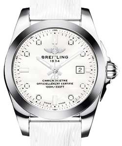 Galactic 29mm Quartz in Steel on White Sahara Leather Strap with MOP Dial
