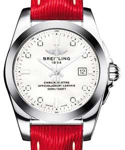 Galactic 29mm Quartz in Steel on Red Sahara Leather Strap with MOP Dial