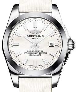 Galactic 29mm Quartz in Steel    on White Sahara Calfskin Leather Strap with MOP Dial