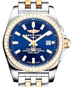 Galatic 29mm in Steel and Rose Gold with Diamond Bezel on Steel and Rose Gold Pilot Bracelet with Horizon Blue Dial
