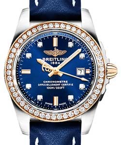 Galatic 29mm in Steel and Rose Gold with Diamond Bezel on Blue Calfskin Leather Strap with Horizon Blue Diamond Dial