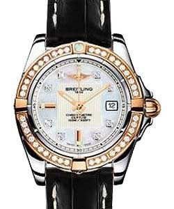 Galactic 32mm in Steel with Rose Gold Bezel on Black Alligator Leather Strap with MOP Diamond Dial