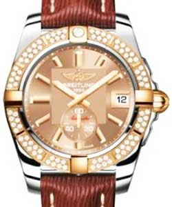Galactic 36mm in Steel with Rose Gold Diamond Bezel on Brown Sahara Calfskin Leather Strap with Bronze Dial