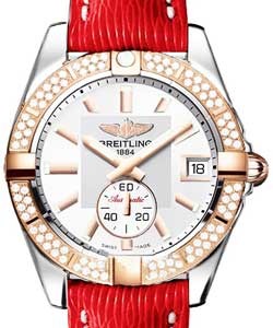 Galactic 36mm in Steel with Rose Gold Diamond Bezel On Red Sahara Calfskin Leather Strap with Silver Dial