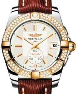 Galactic 36mm in Steel with Rose Gold Diamond Bezel On Brown Sahara Calfskin Leather Strap with Silver Dial