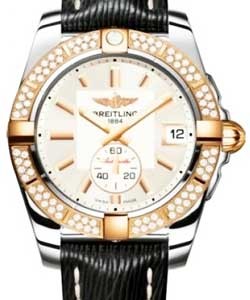 Galactic 36mm in Steel with Rose Gold Diamond Bezel On Black Sahara Calfskin Leather Strap with Silver Dial