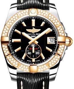 Galactic 36mm in Steel with Rose Gold Diamond Bezel On Black Sahara Calfskin Leather Strap with Black Dial