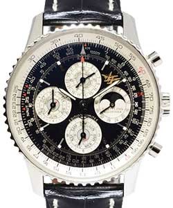 Navitimer Quantieme Perpetual Calendar in Platinum on Black Alligator Leather Strap with Black Dial