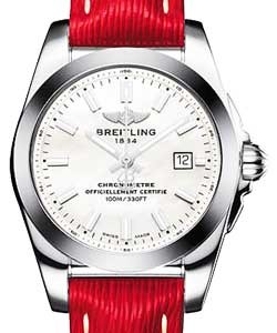 Galactic 29mm Quartz in Steel    on Red Sahara Calfskin Leather Strap with MOP Dial