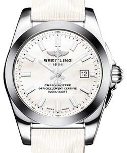Galactic 29mm Quartz in Steel    on White Sahara Calfskin Leather Strap with MOP Dial