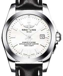 Galactic 29mm Quartz in Steel    on Black Calfskin Leather Strap with MOP Dial