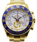 Yacht-Master II in Yellow Gold with Blue Bezel on Oyster Bracelet with White Dial