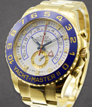 Yacht-Master II in Yellow Gold with Blue Bezel on Oyster Bracelet with White Dial