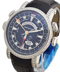 Hornet Worldtimer in Steel with Diamond Bezel on Black Alligator Leather Strap with Blue Dial