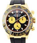 Daytona Cosmograph 40mm in Yellow Gold with Black Bezel on Strap with Black Paul Newman Dial