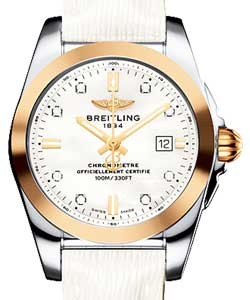 Galatic 29mm in Steel with Rose Gold Bezel on White Sahara Calfskin Leather Strap with Mother Of Pearl Diamond Dial