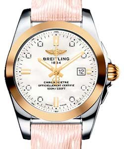 Galatic 29mm in Steel with Rose Gold Bezel on Pink Sahara Calfskin Leather Strap with Mother Of Pearl Diamond Dial