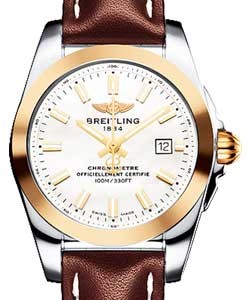 Galatic 29mm in Steel with Rose Gold Bezel on Brown Calfskin Leather Strap with Mother Of Pearl Dial
