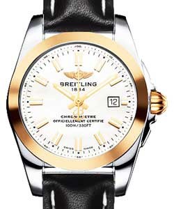 Galatic 29mm in Steel with Rose Gold Bezel on Black Calfskin Leather Strap with Mother Of Pearl Dial
