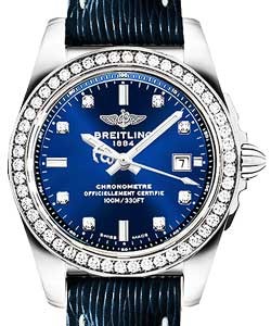 Galactic 29mm in Steel with Diamond Bezel on Blue Sahara Calfskin Leather Strap with Blue Diamond Dial