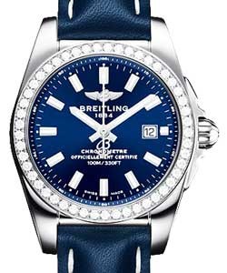 Galactic 29mm Quartz in Steel with Diamond Bezel on Blue Calfskin Leather Strap with Blue Dial
