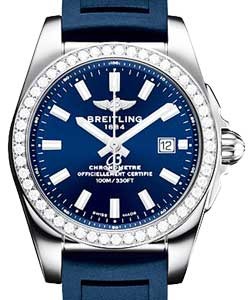 Galactic 29mm Quartz in Steel with Diamond Bezel on Blue Calfskin Leather Strap with Blue Dial
