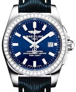 Galactic 29mm Quartz in Steel with Diamond Bezel on Blue Calfskin Leather Strap with Blue Dial