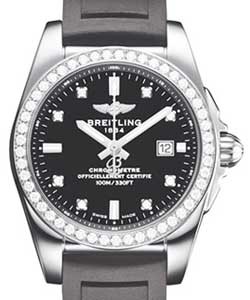 Galactic 29mm in Steel with Diamond Bezel  on Black Diver Pro II Rubber Strap with Black Diamond Dial