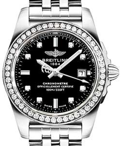 Galactic 29mm in Steel with Diamond Bezel on Steel Bracelet with Black Dial