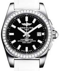 Galactic 29mm in Steel with Diamond Bezel on White Diver Pro II Rubber Strap with Black Dial