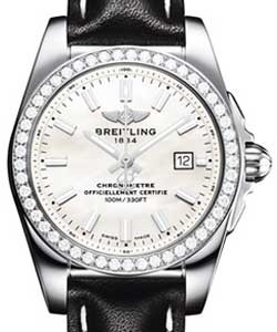 Galactic 29mm Quartz in Steel with Diamond Bezel on Black Calfskin Leather Strap with MOP Dial