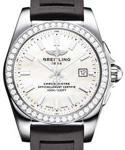 Galactic 29mm Quartz in Steel with Diamond Bezel on Black Diver Pro II Rubber Strap with MOP Dial