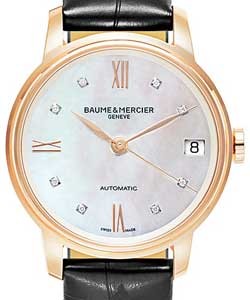 Classima Executives in Rose Gold on Black Alligator Leather with MOP Diamond Dial