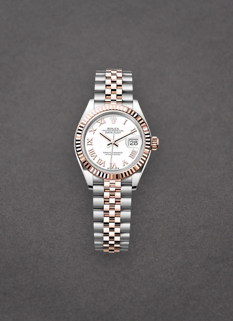 Rolex Unworn 2-Tone Ladies Datejust 28mm in Steel with Rose Gold Fluted Bezel