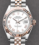 2-Tone Ladies Datejust 28mm in Steel with Rose Gold Fluted Bezel on Jubilee Bracelet with White Roman Dial
