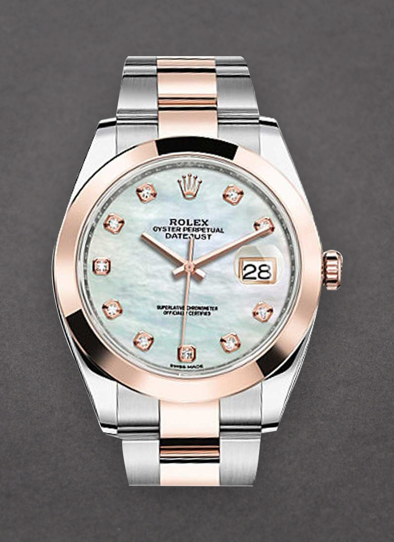 Rolex Unworn Datejust 41mm in Steel with Rose Gold Domed Bezel