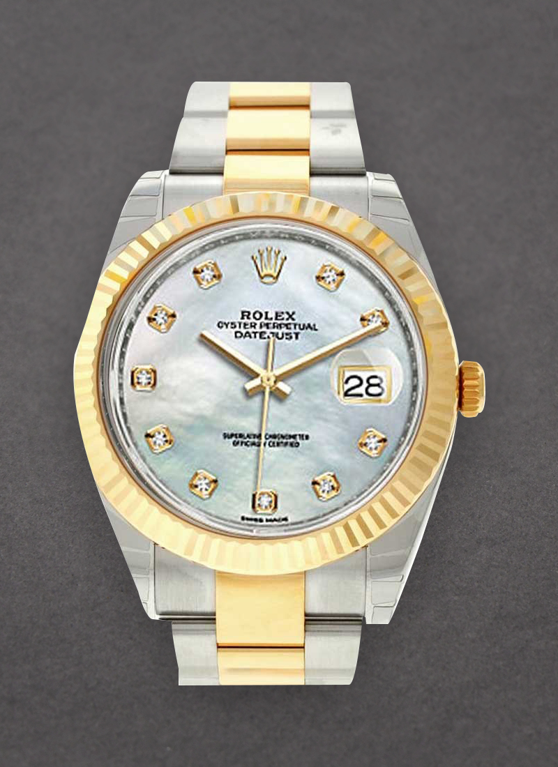 Rolex Unworn Datejust 41mm in Steel with Yellow Gold Fluted Bezel    