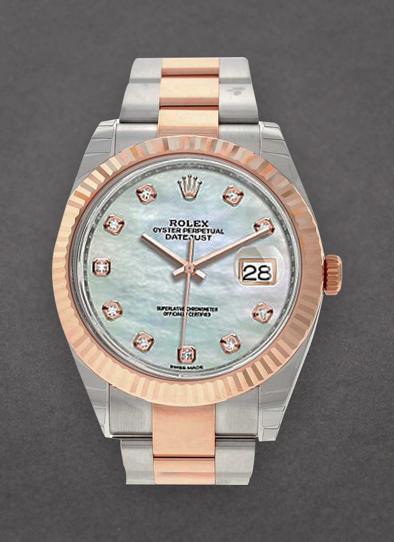 Rolex Unworn Datejust 41mm in Steel with Rose Gold Fluted Bezel