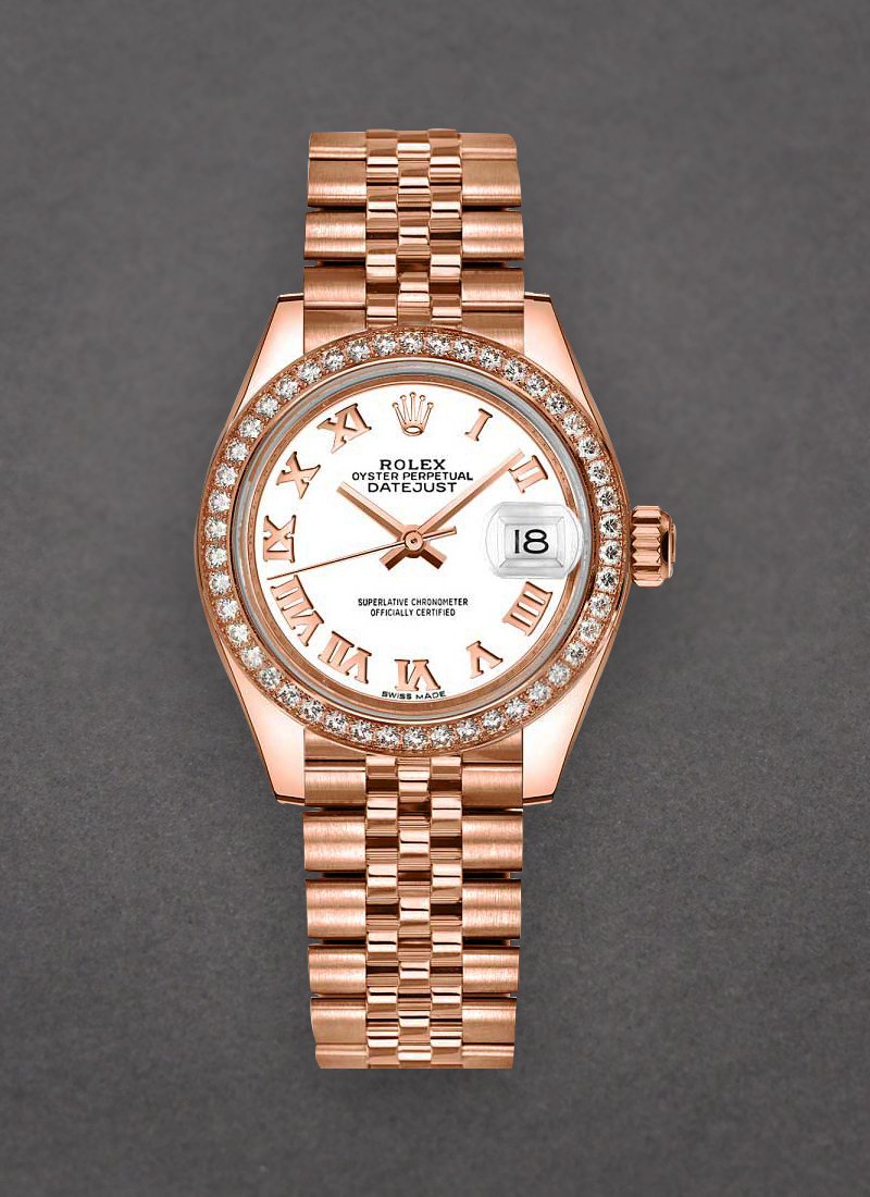 Rolex Unworn Datejust 28mm in Rose Gold with Diamond Bezel