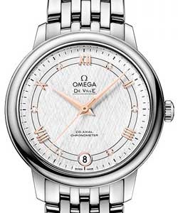 De ville Prestige 32.7mm Automatic in Steel On Steel Bracelet with Silver Diamond Dial