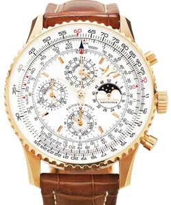 Navitimer Quantieme Perpetual in Rose Gold - Limited Edition on Brown Alligator Leather Strap with Silver Dial