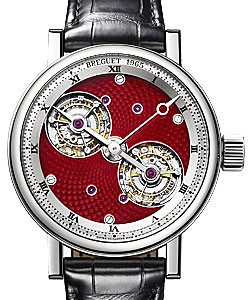 Classique Grande Complications Double Tourbillon in Platinum on Black Alligator Leather Strap with Red Dial